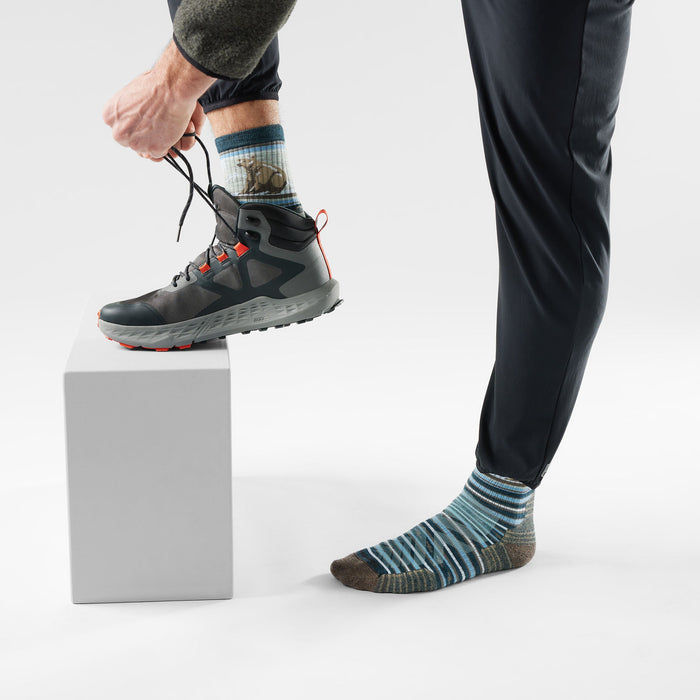 Smartwool Hike Bear Stripe Mid Crew Socks in Twilight Blue, alternate view