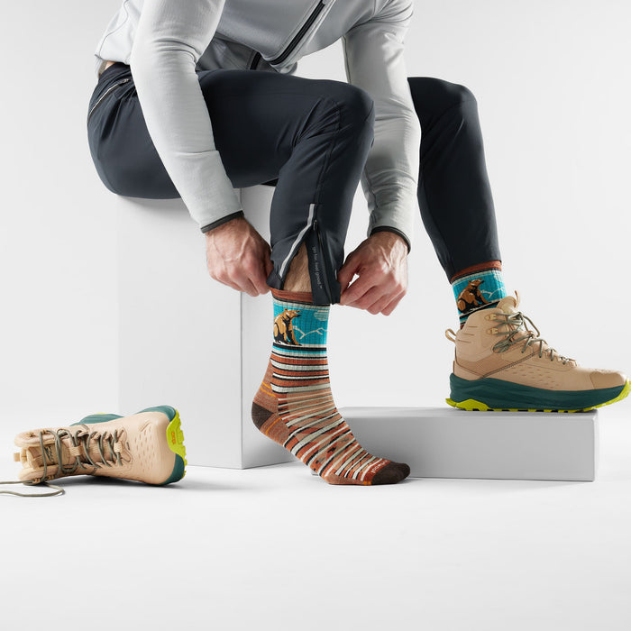 Smartwool Hike Bear Stripe Mid Crew Socks in Picante, alternate view