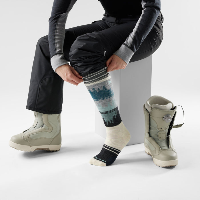 Smartwool Women's Snowboard Twilight Vista Over The Calf Socks in Moonbeam, alternate view