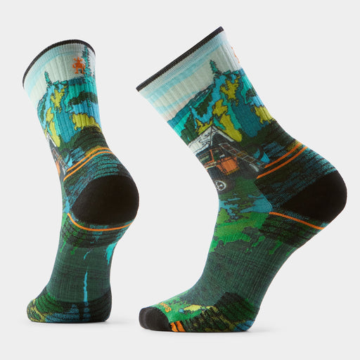 Smartwool Hike Trail Trekker Print Crew Socks in Winter Moss