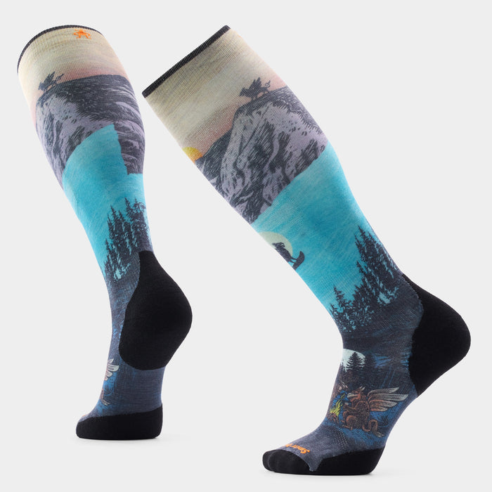 Smartwool Ski Winter Phase Print Over the Calf Socks in Purple Dawn