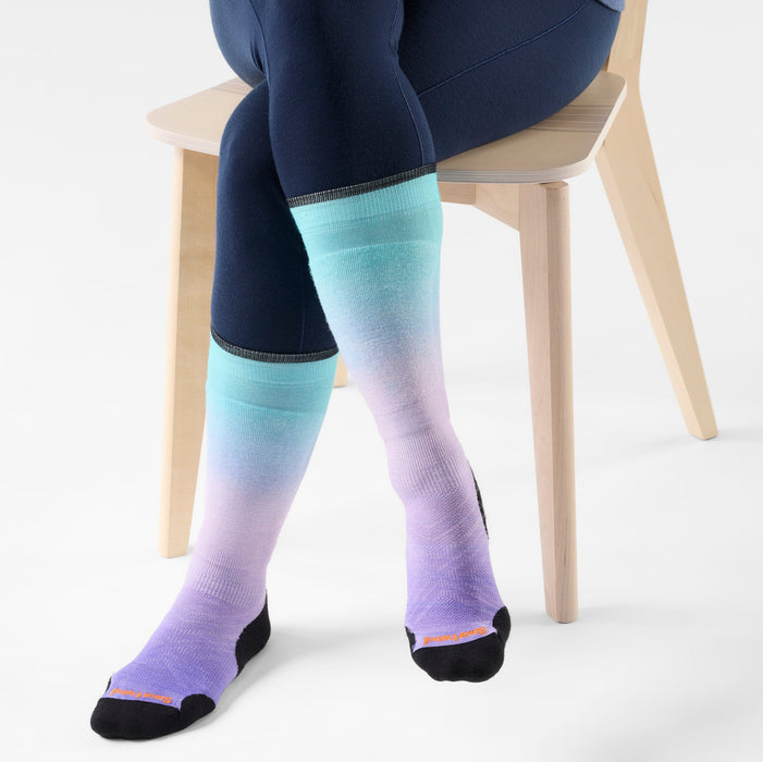 Smartwool Women's Ski Ombre Print Over the Calf Socks in Purple Dawn, alternate view