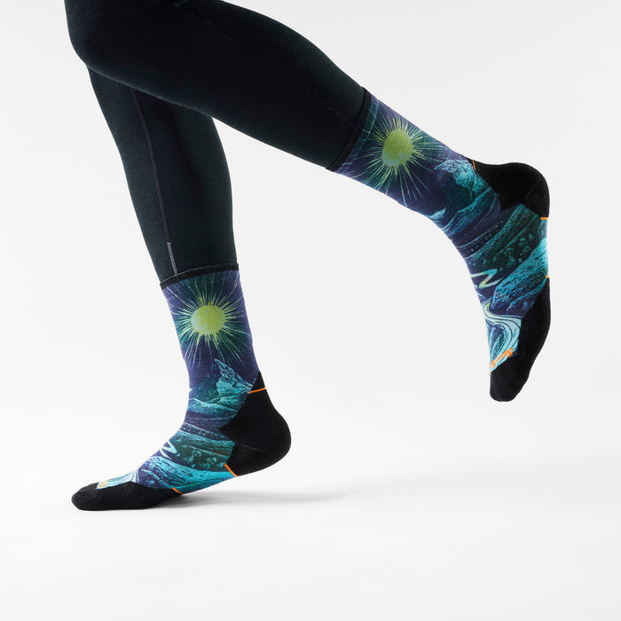 Smartwool Trail Run Treeline Print Crew Socks in Deep Navy, alternate view