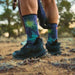 Smartwool Trail Run Treeline Print Crew Socks in Deep Navy, detail