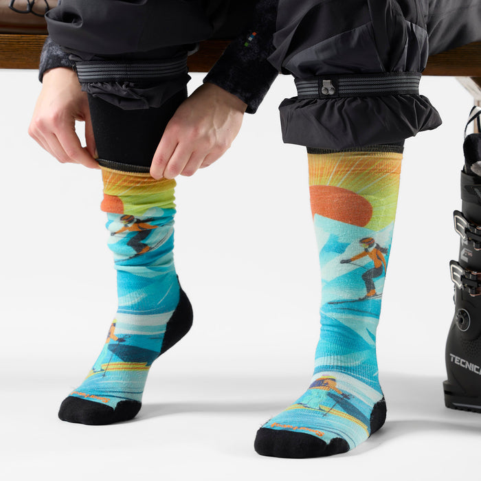 Smartwool Women's Ski Steep Days Print Over the Calf Socks in Serene Blue, alternate view