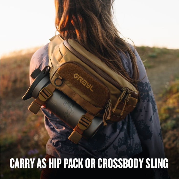 Grayl Transport Hip Pack worn as a hip pack or crossbody sling