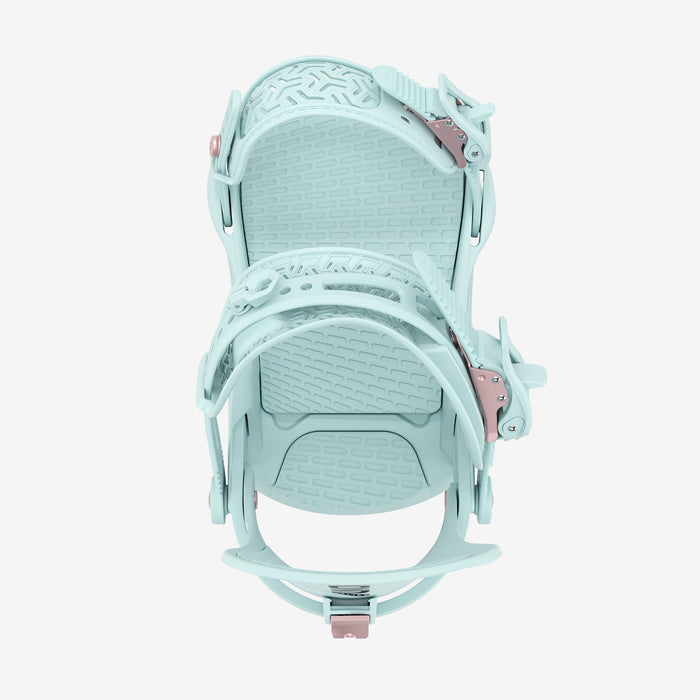 Union Juliet snowboard binding in Ice Blue, top view