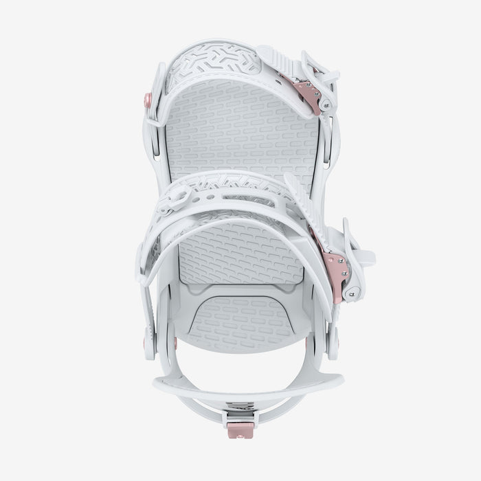Union Juliet snowboard binding in Light Grey, top view