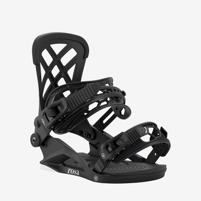 Union Rosa snowboard binding in Black, front view