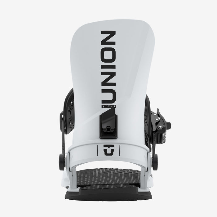 Union STR snowboard binding in Grey, rear view