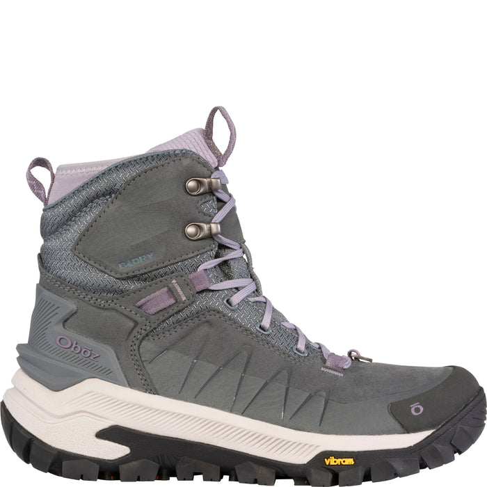 Oboz Women's Bangtail Mid Insulated Waterproof in Slate, outside view