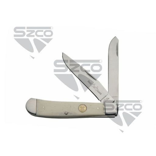 Rite Edge 4.25 inch white bone two blade trapper pocket knife
