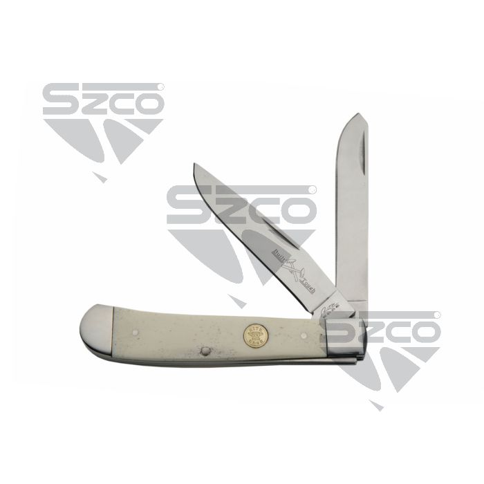 Rite Edge 4.25 inch white bone two blade trapper pocket knife