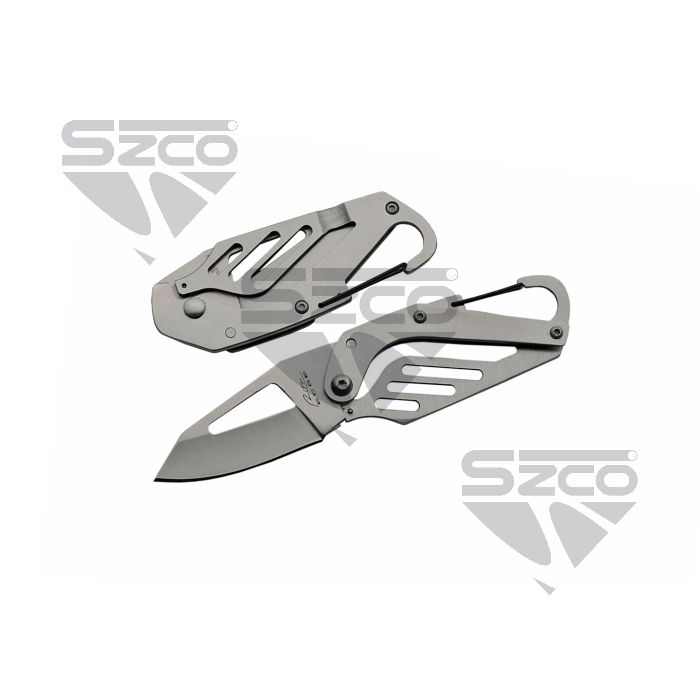 SZCO 3 inch tool knife carabiner folder, stainless steel