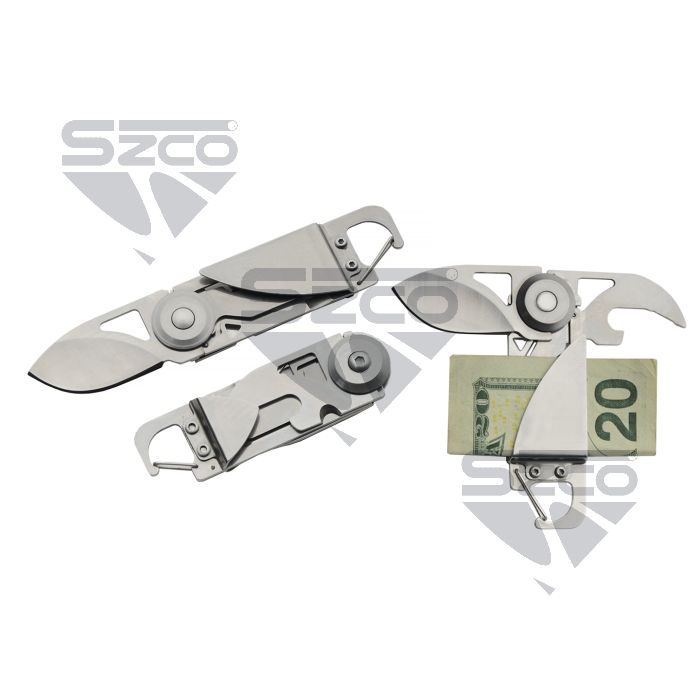 SZCO Trail Opener money clip knife with bottle opener