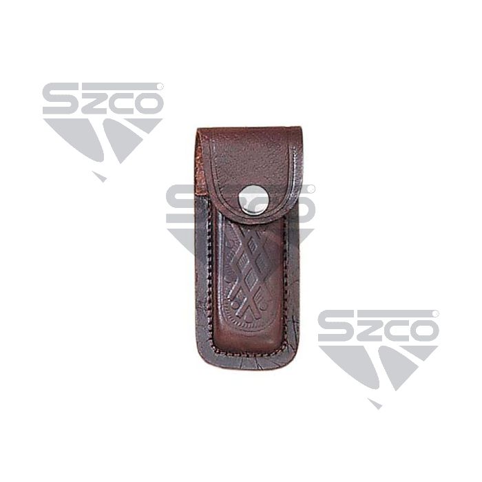 SZCO 4 inch brown printed leather knife sheath