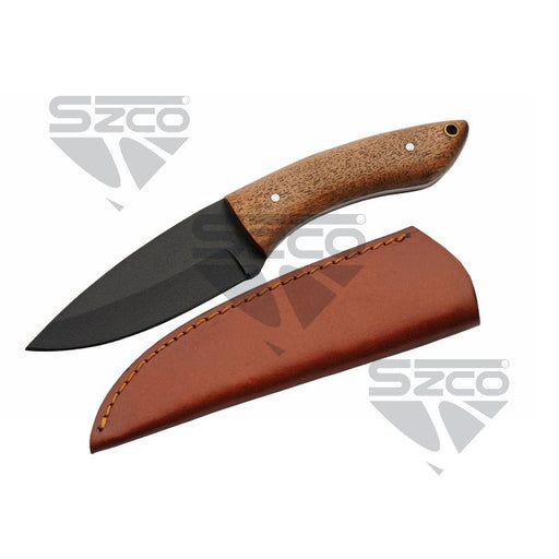 SZCO 8.5 inch Babool hunting knife with leather sheath