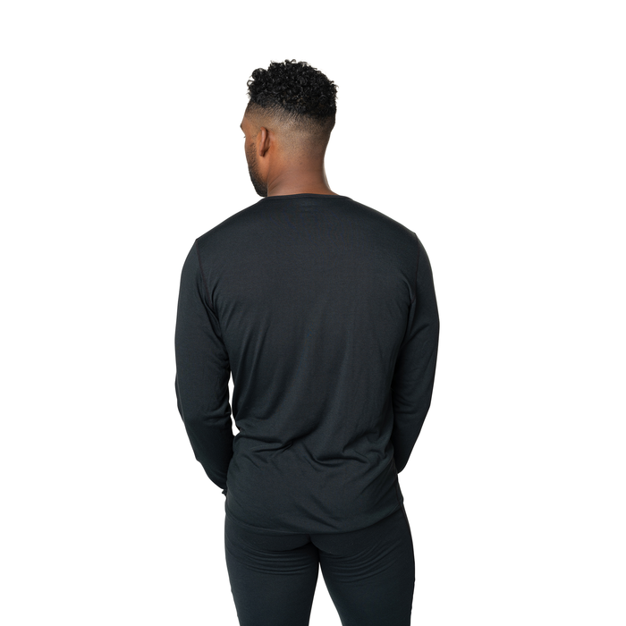Hot Chillys Men's Pepper Skins Crewneck in Black, back view