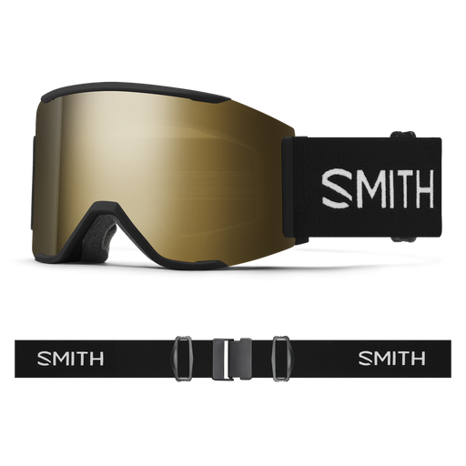 Smith Squad MAG Low Bridge Fit goggle, Black with ChromaPop Sun Black Gold Mirror lens