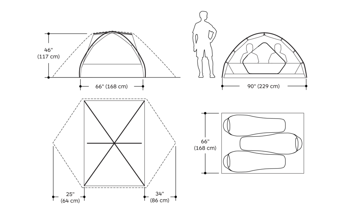Marmot Tungsten 3P tent in Solar/Red Sun, view 3