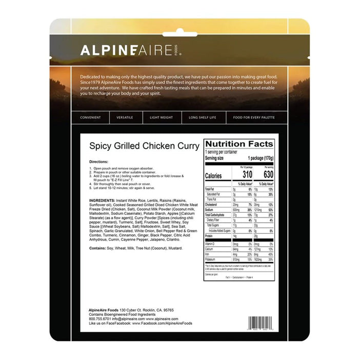 AlpineAire Foods SPICY GRILLED CHICKEN CURRY - Next Adventure