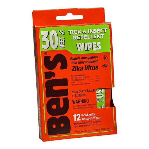 Ben's Tick & Insect Repellent Wipes - 30% DEET - 12 Pack - Next Adventure