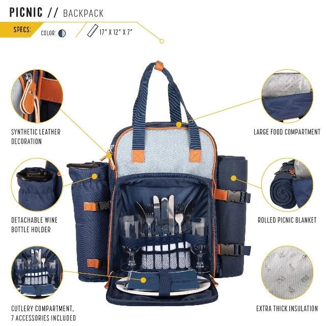 Next Adventure TRAVEL PINIC COOLER BACKPACK - 15 PIECE - Next Adventure