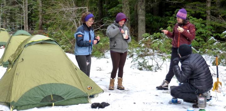 Next Adventure Winter Camping snowshoe trip camp breakfast