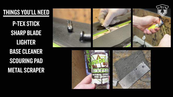 how to repair your ski and snowboard base with P-tex